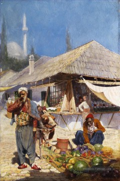 Orientalische Marktszene oriental marché scène Alphons Leopold Mielich Araber Peinture à l'huile